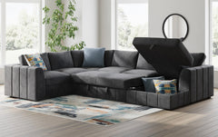 Armfield 4PC Sectional with Pop Up Sleeper & Storage