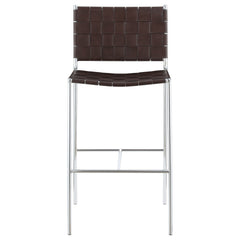 Adelaide Upholstered Pub Height Bar Stool Brown and Chrome
