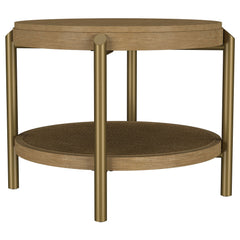 Arini Round End Side Table With Storage Shelf