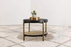 Arini Round End Side Table With Storage Shelf