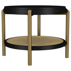 Arini Round End Side Table With Storage Shelf