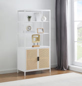 Amherst 3-shelf Radio Weave Cane Metal Accent Cabinet