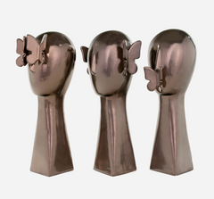 Bejop Bronze Ceramic Butterfly Head Statues