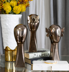 Bejop Bronze Ceramic Butterfly Head Statues