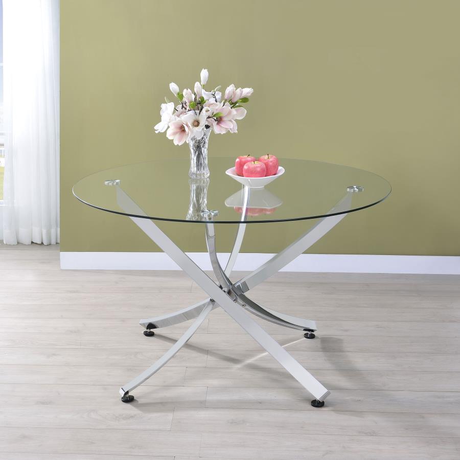 Beckham Round 46-inch Glass Top Dining Table