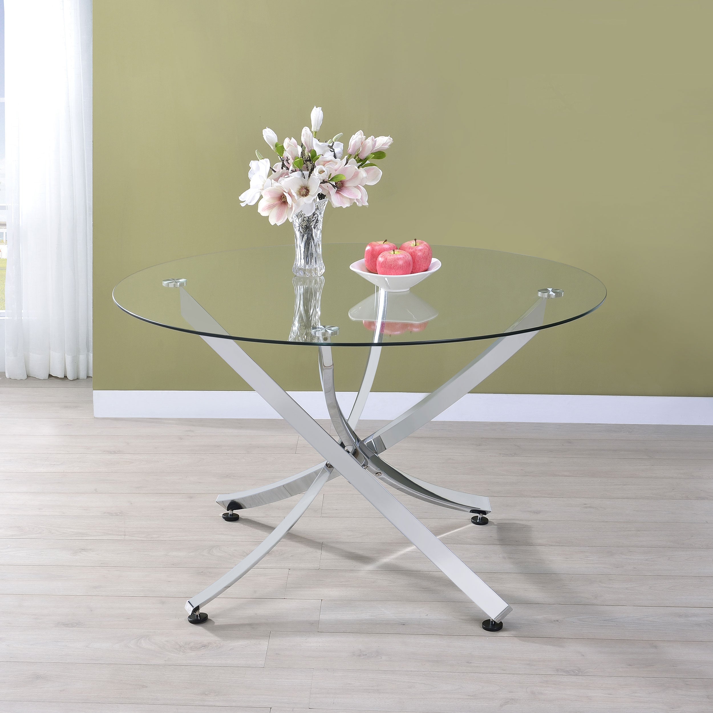 Beckham Round 46-inch Glass Top Dining Table