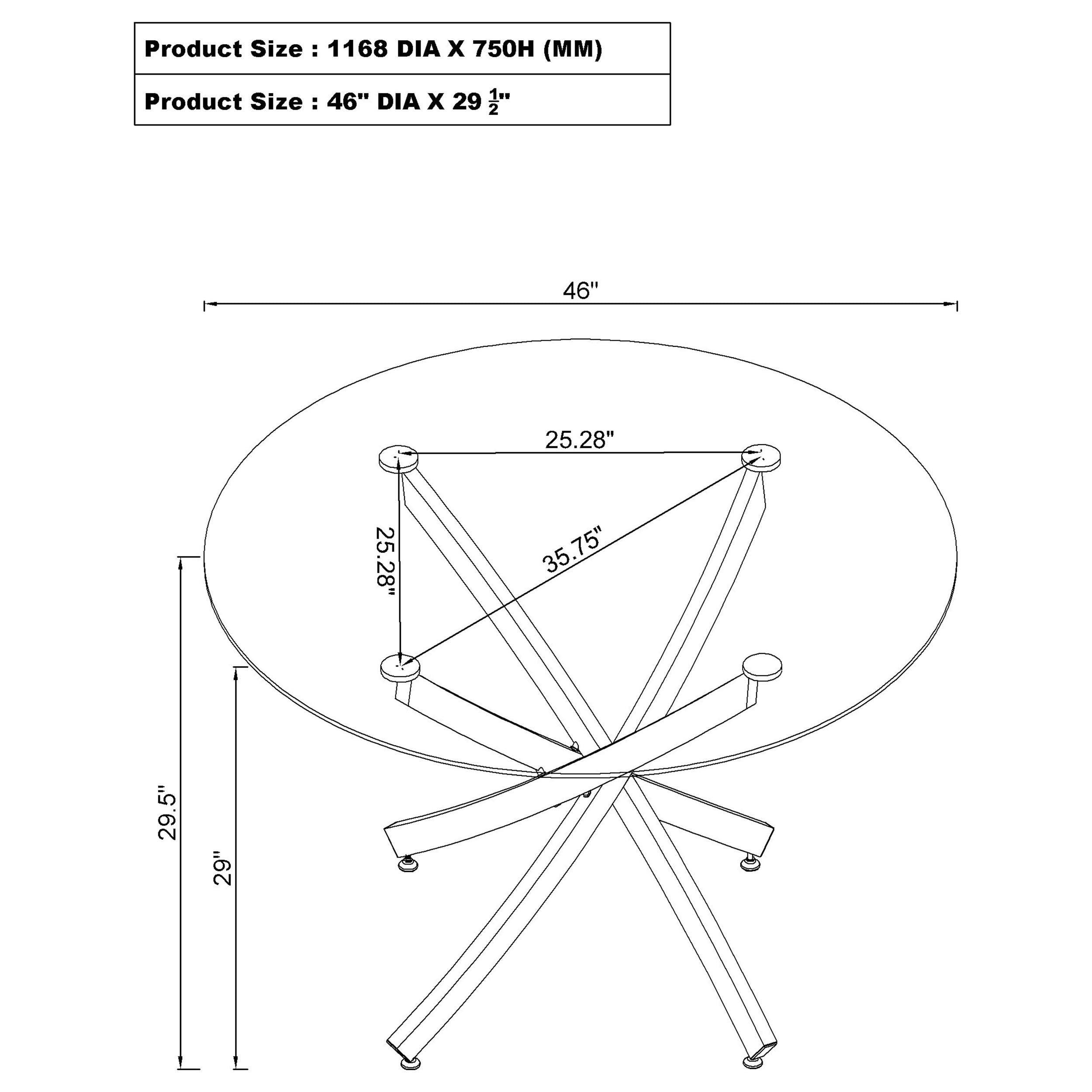 Beckham Round 46-inch Glass Top Dining Table
