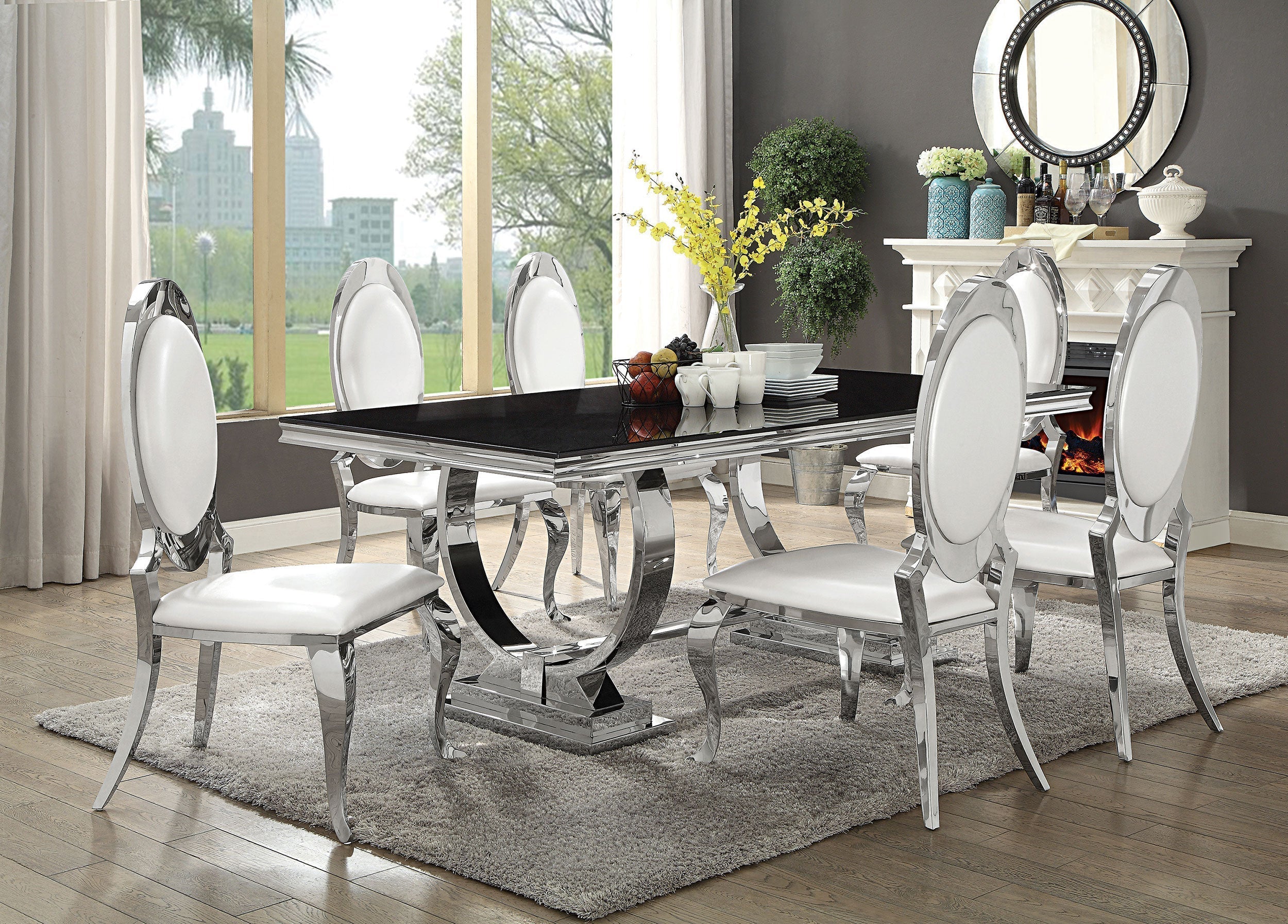 Antoine Rectangular 95-inch Glass Top Dining Table