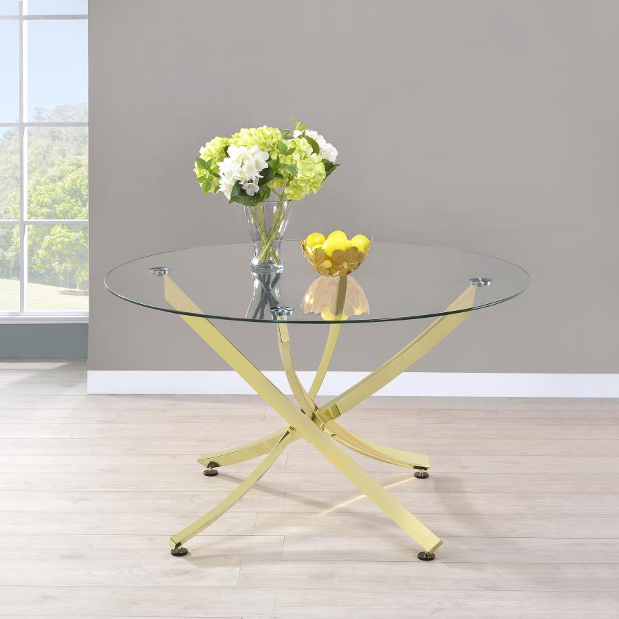 Beckham Round 46-inch Glass Top Dining Table