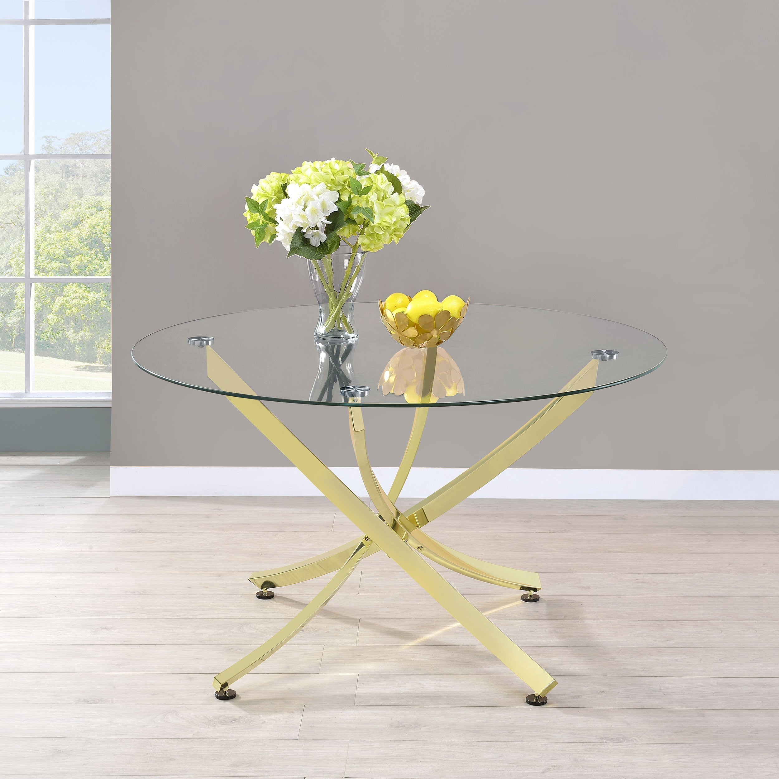 Beckham Round 46-inch Glass Top Dining Table