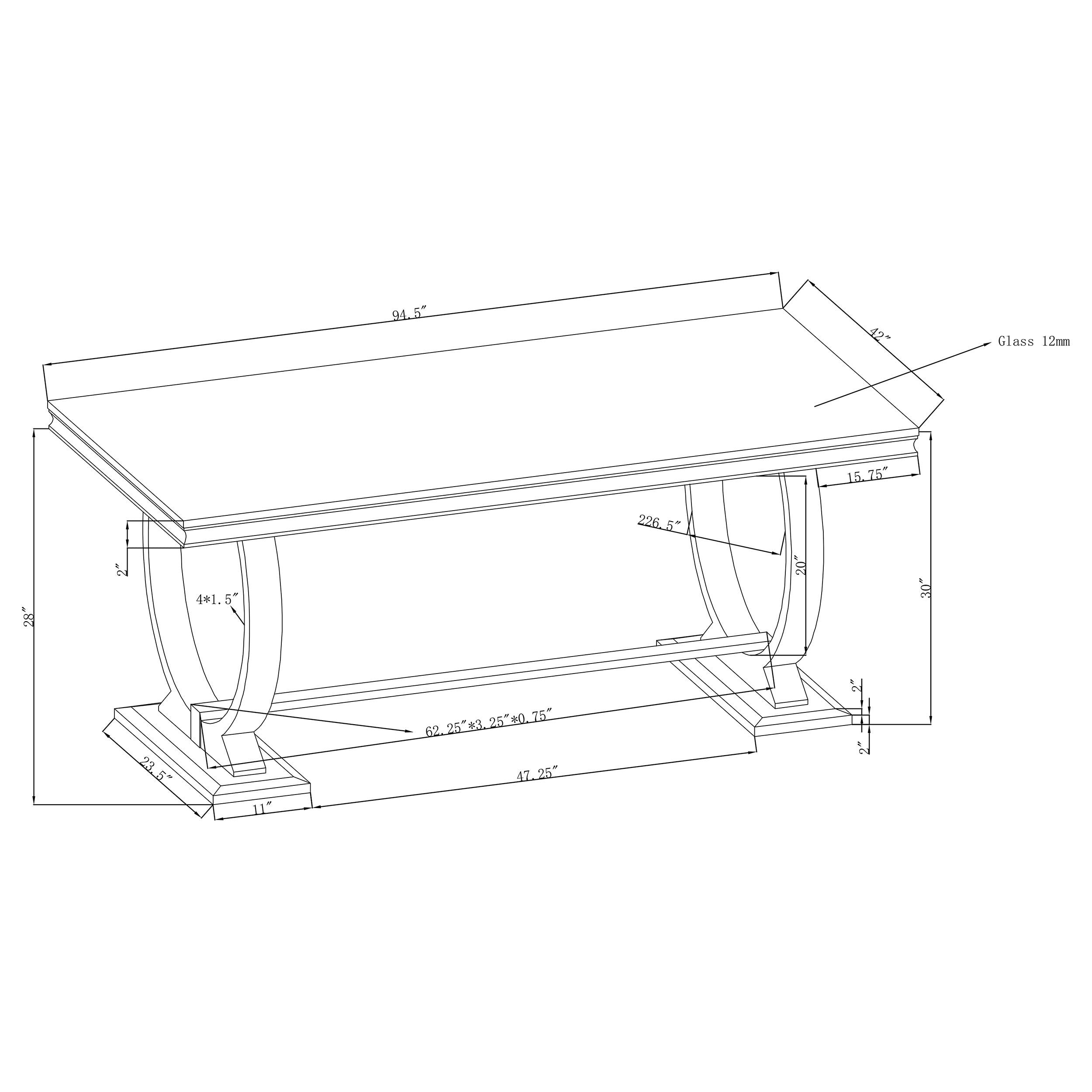 Antoine Rectangular 95-inch Glass Top Dining Table