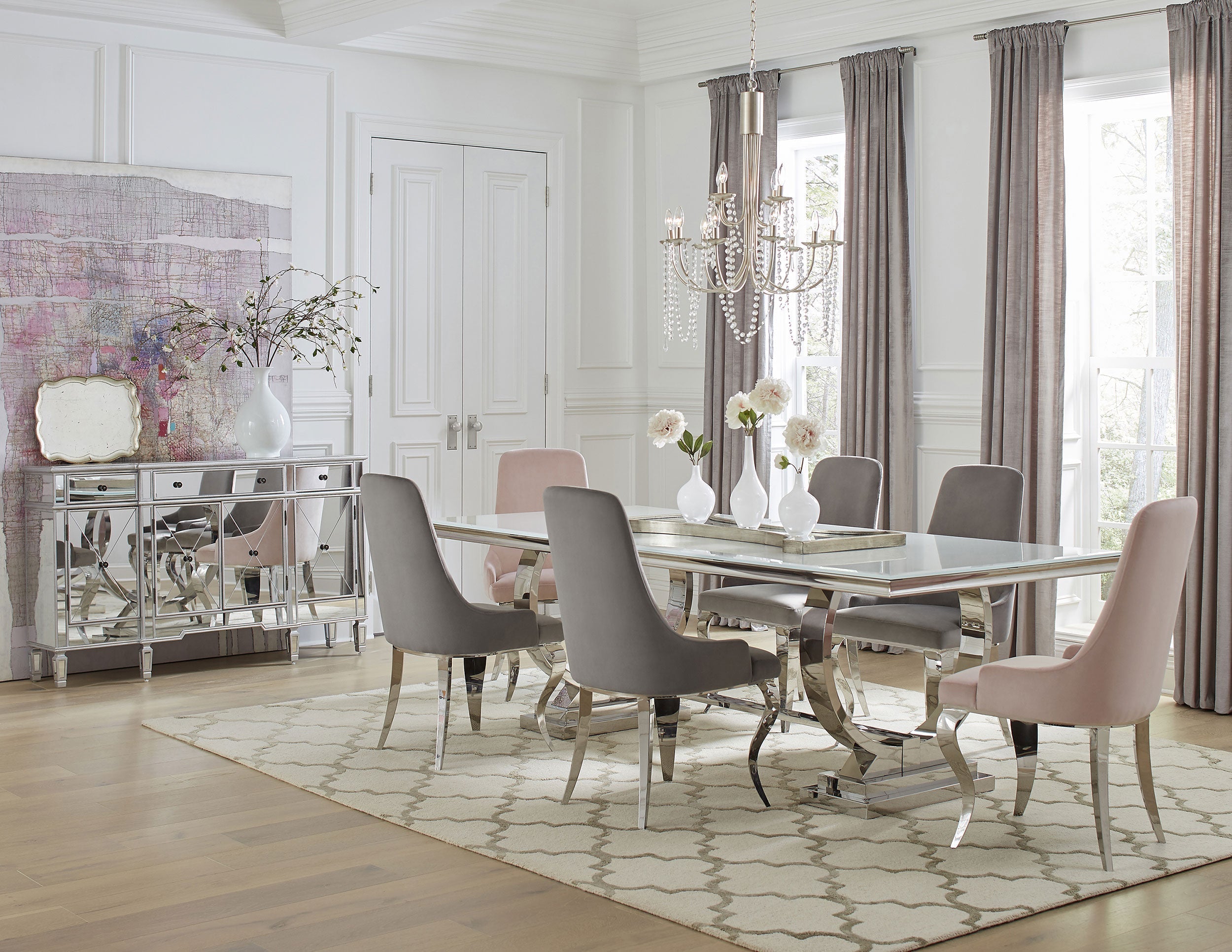 Antoine Rectangular 95-inch Glass Top Dining Table