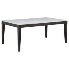 Averill 7-piece White Marble Top Dining Set Dark Grey and Coffee Bean