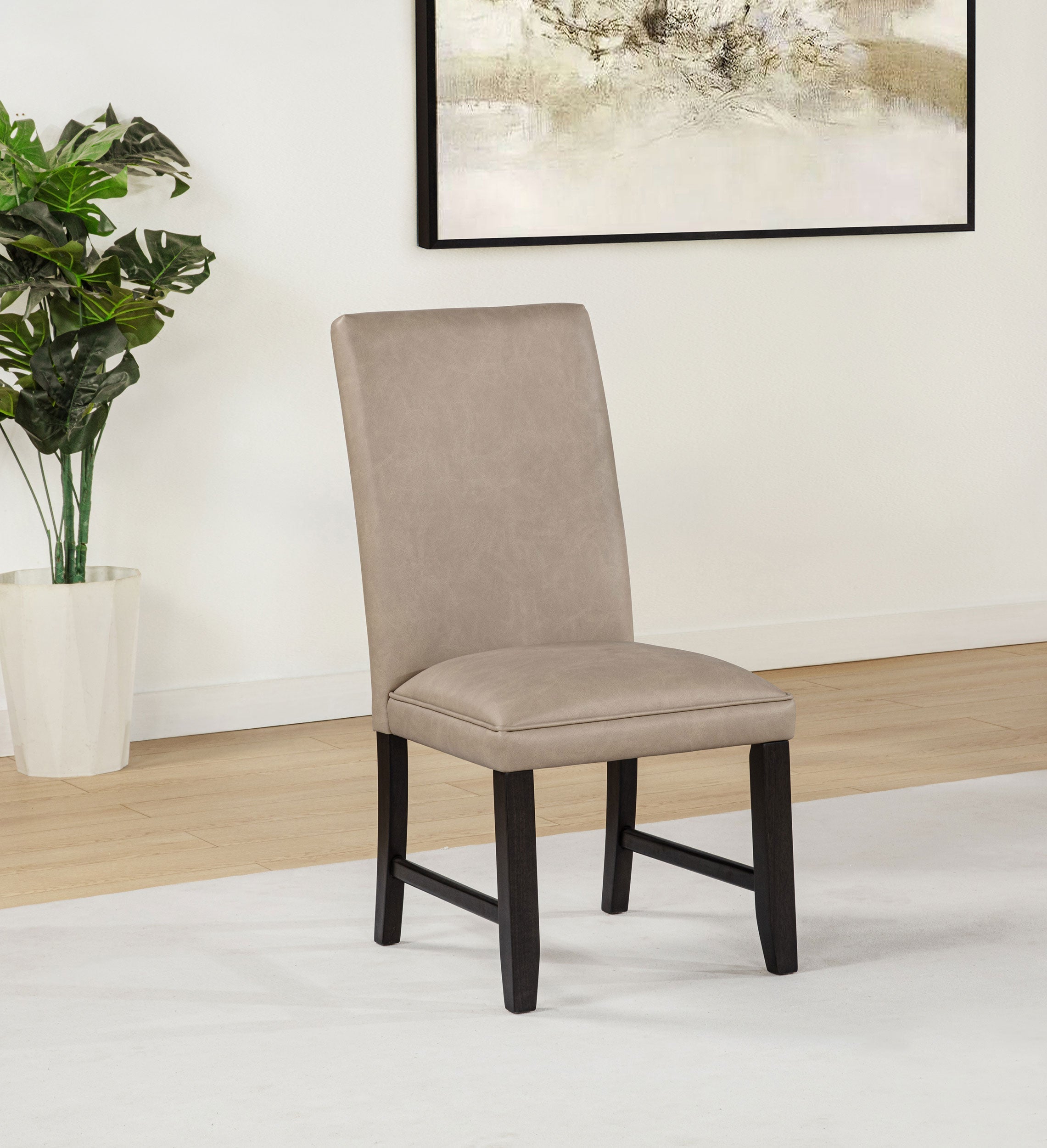 Averill Faux Leather Upholstered Dining Side Chair Dark Grey (Set of 2)