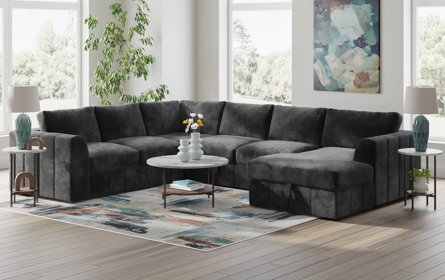 Armfield 4PC Sectional with Pop Up Sleeper & Storage