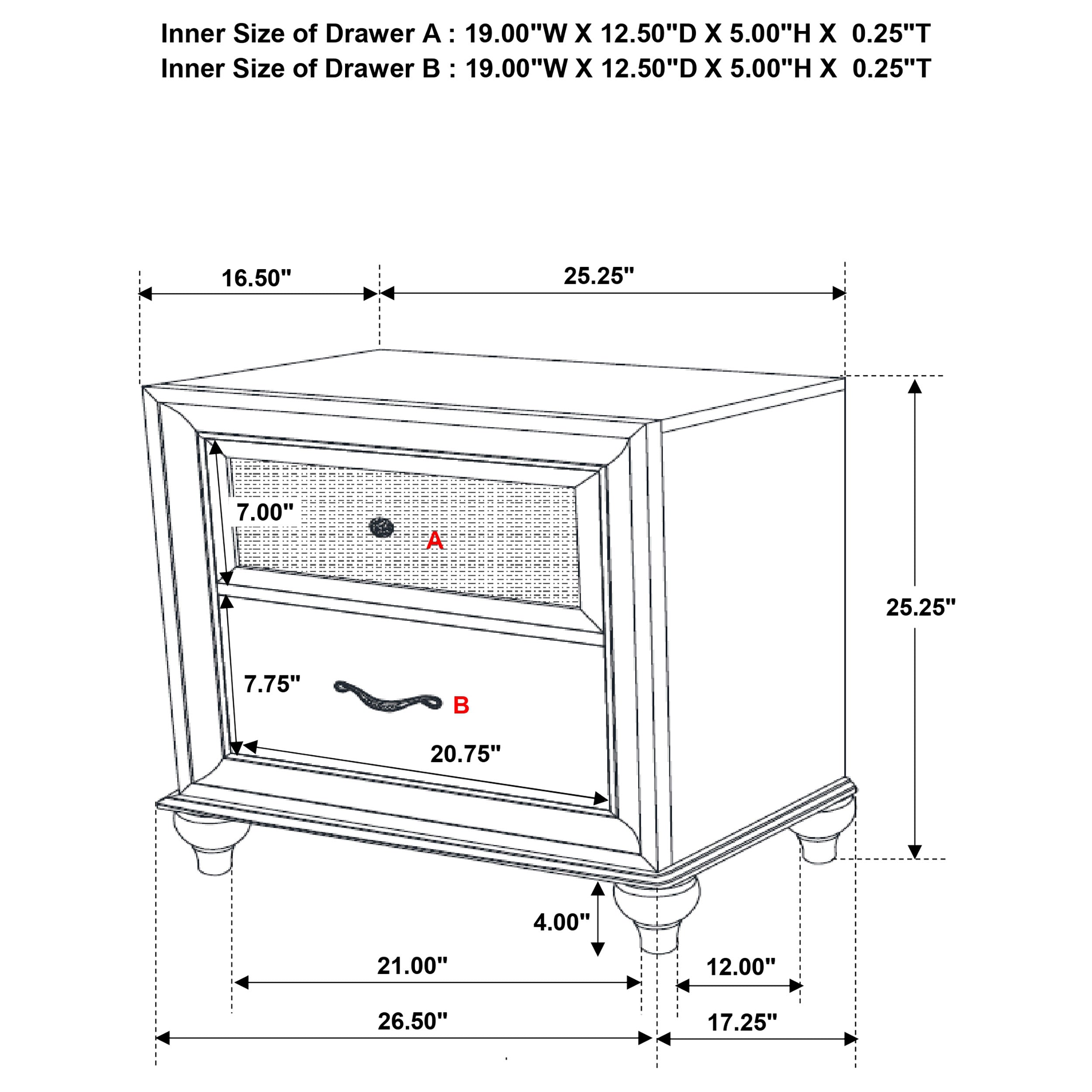 Barzini 2-drawer Nightstand