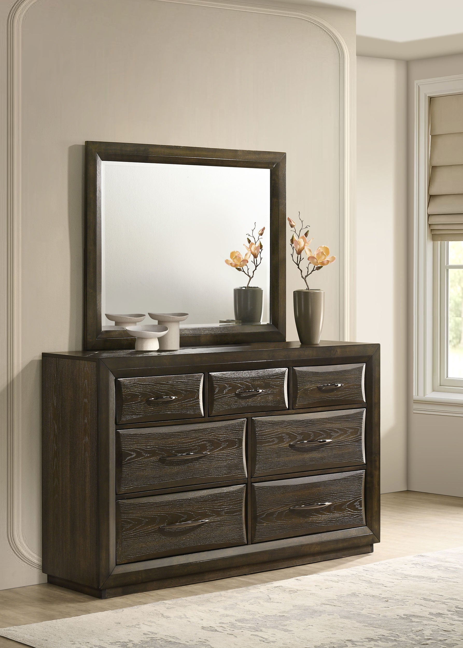 Atlas 7-drawer Bedroom Dresser Cabinet Dark Oak