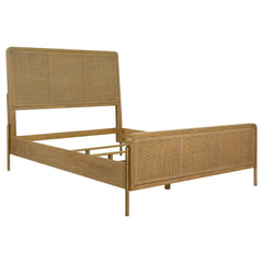 Arini Rattan Panel Bed Sand Wash and Natural Cane