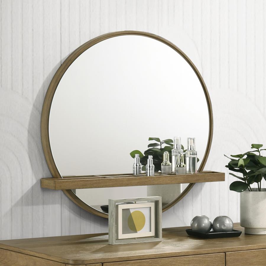 Arini Round Vanity Wall Mirror with Shelf
