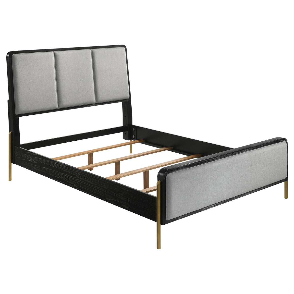 Arini Upholstered Panel Bed Black and Grey