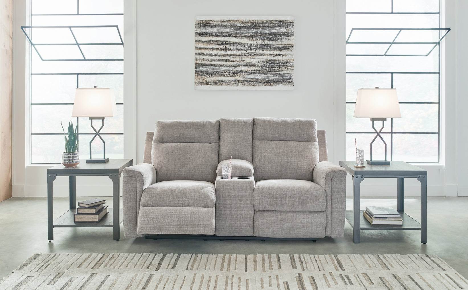 Barnsana DBL Reclining Power Loveseat w/Console