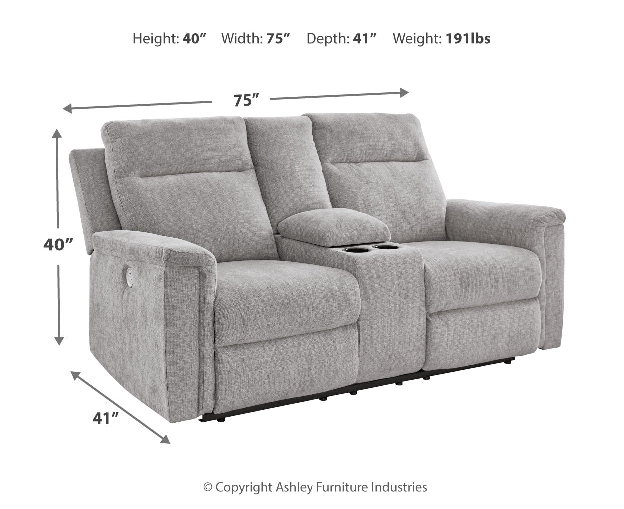 Barnsana DBL Reclining Power Loveseat w/Console