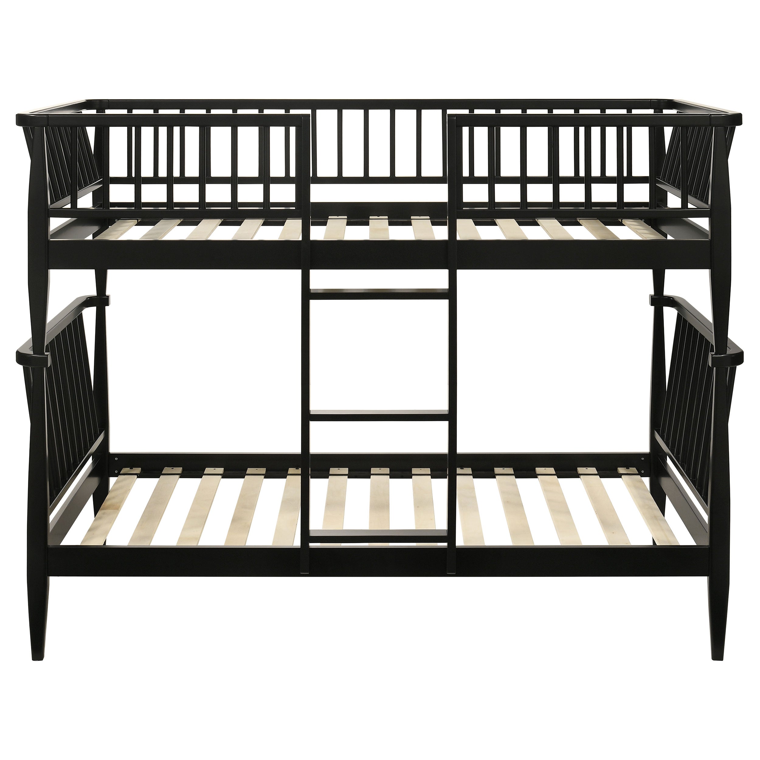 Abram Windsor Twin Over Twin Wood Bunk Bed with Ladder Black