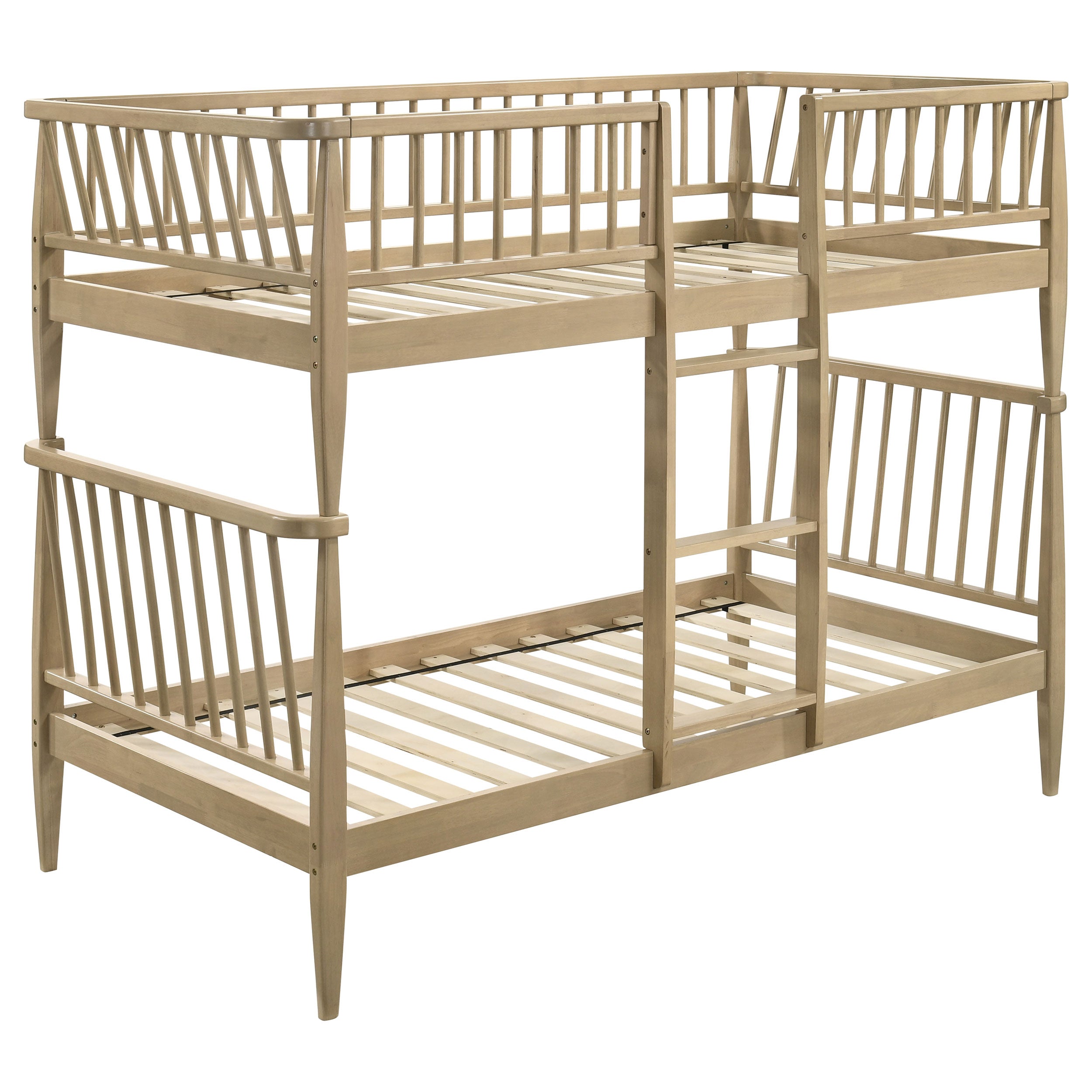 Abram Windsor Twin Over Twin Wood Bunk Bed with Ladder Black