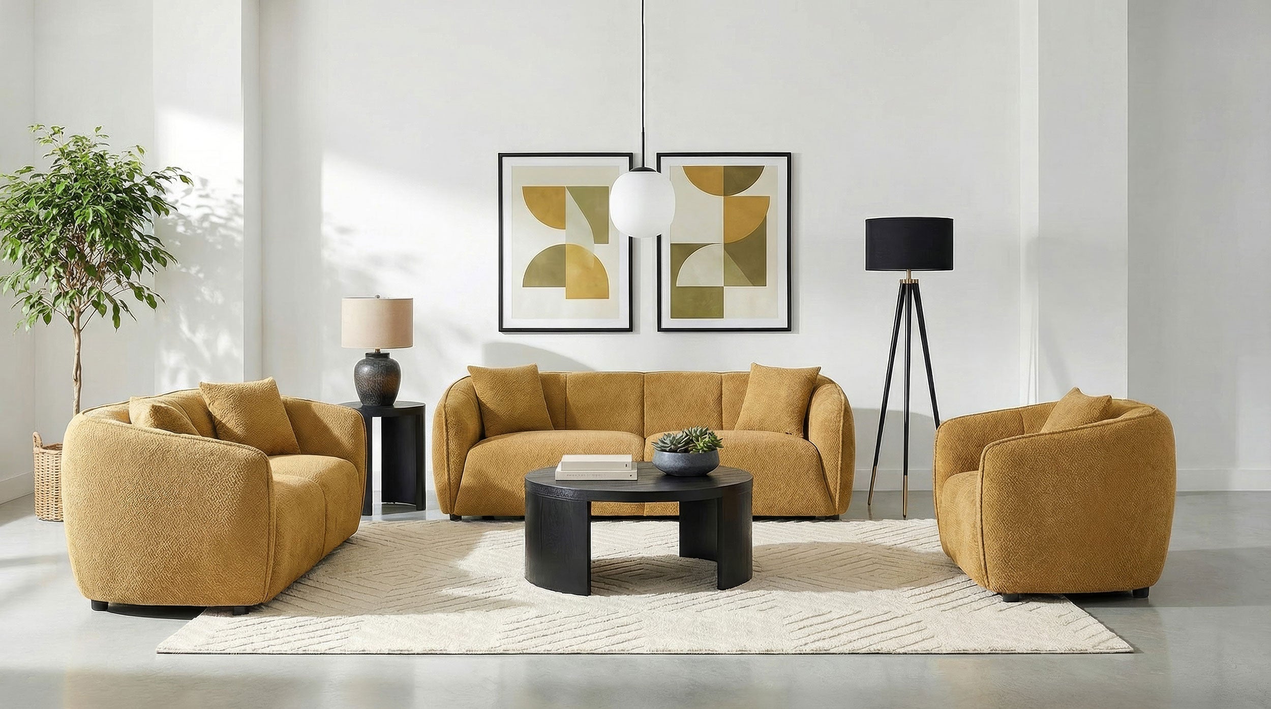 Aleisha Fabric Upholstered Sofa Set