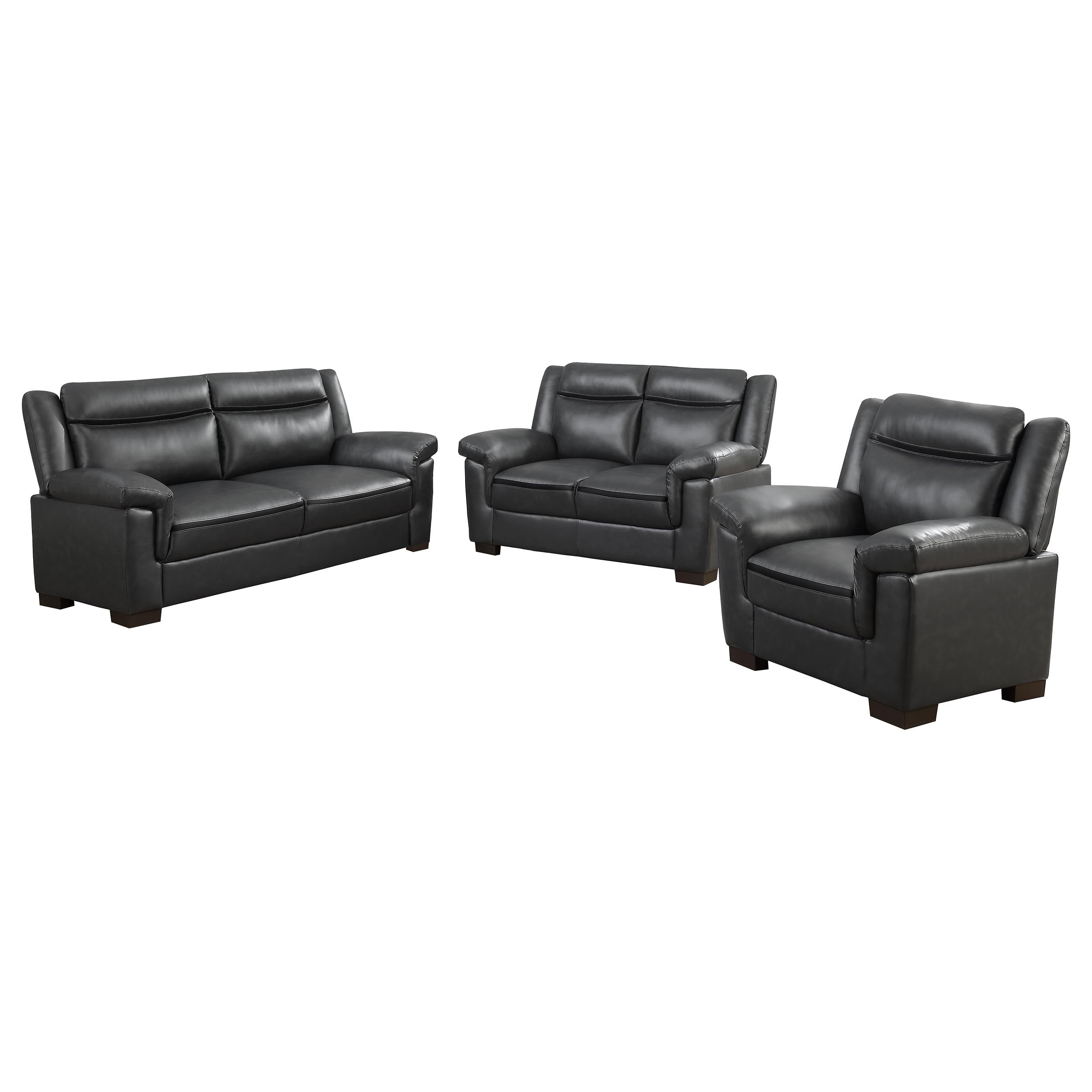 Arabella Upholstered Padded Arm Sofa Set Grey