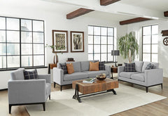 Apperson Upholstered Track Arm Sofa Set Light Grey