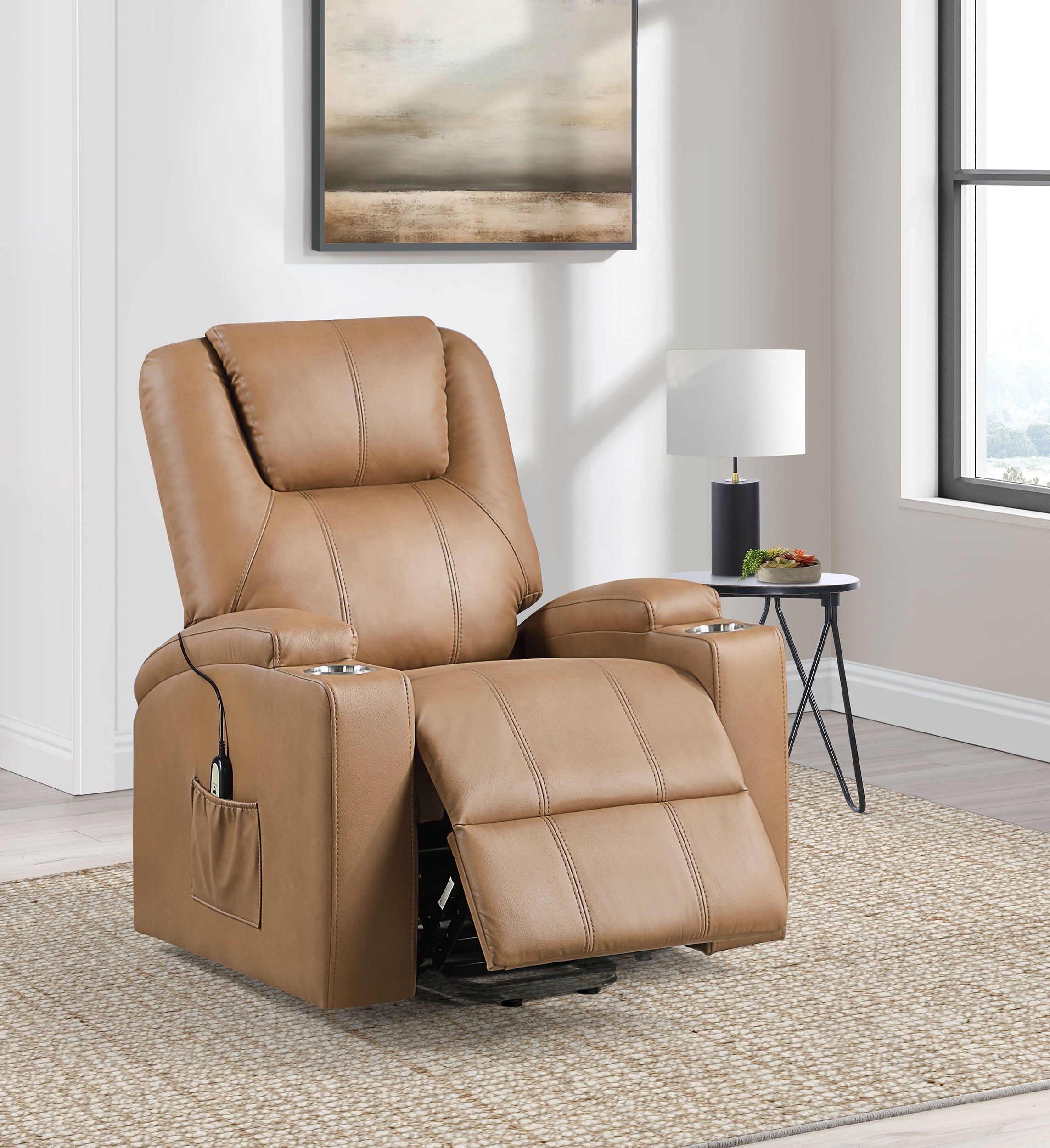 Armstrong Upholstered Power Lift Massage Recliner