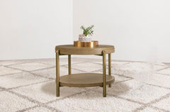 Arini Round End Side Table With Storage Shelf