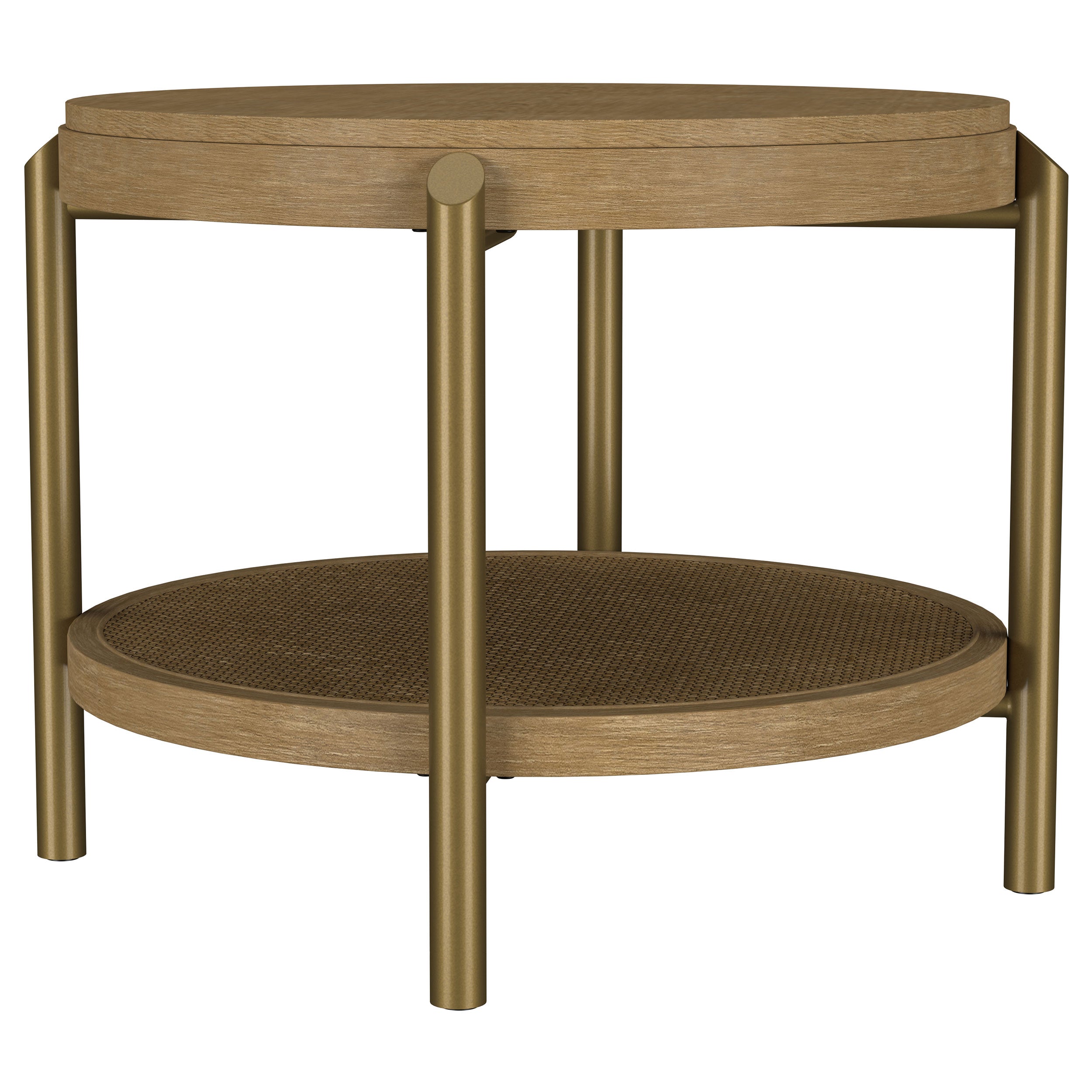 Arini Round End Side Table With Storage Shelf