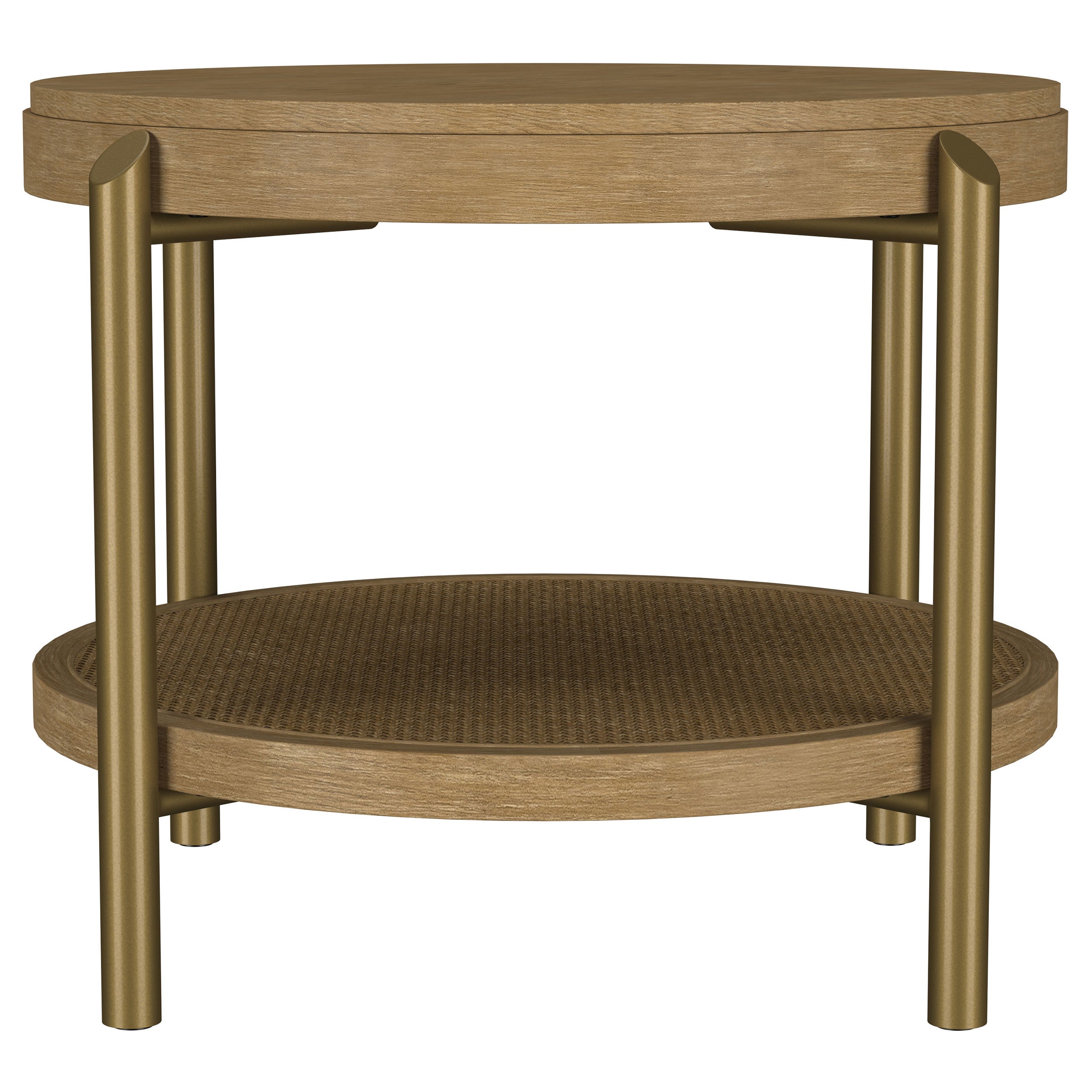 Arini Round End Side Table With Storage Shelf