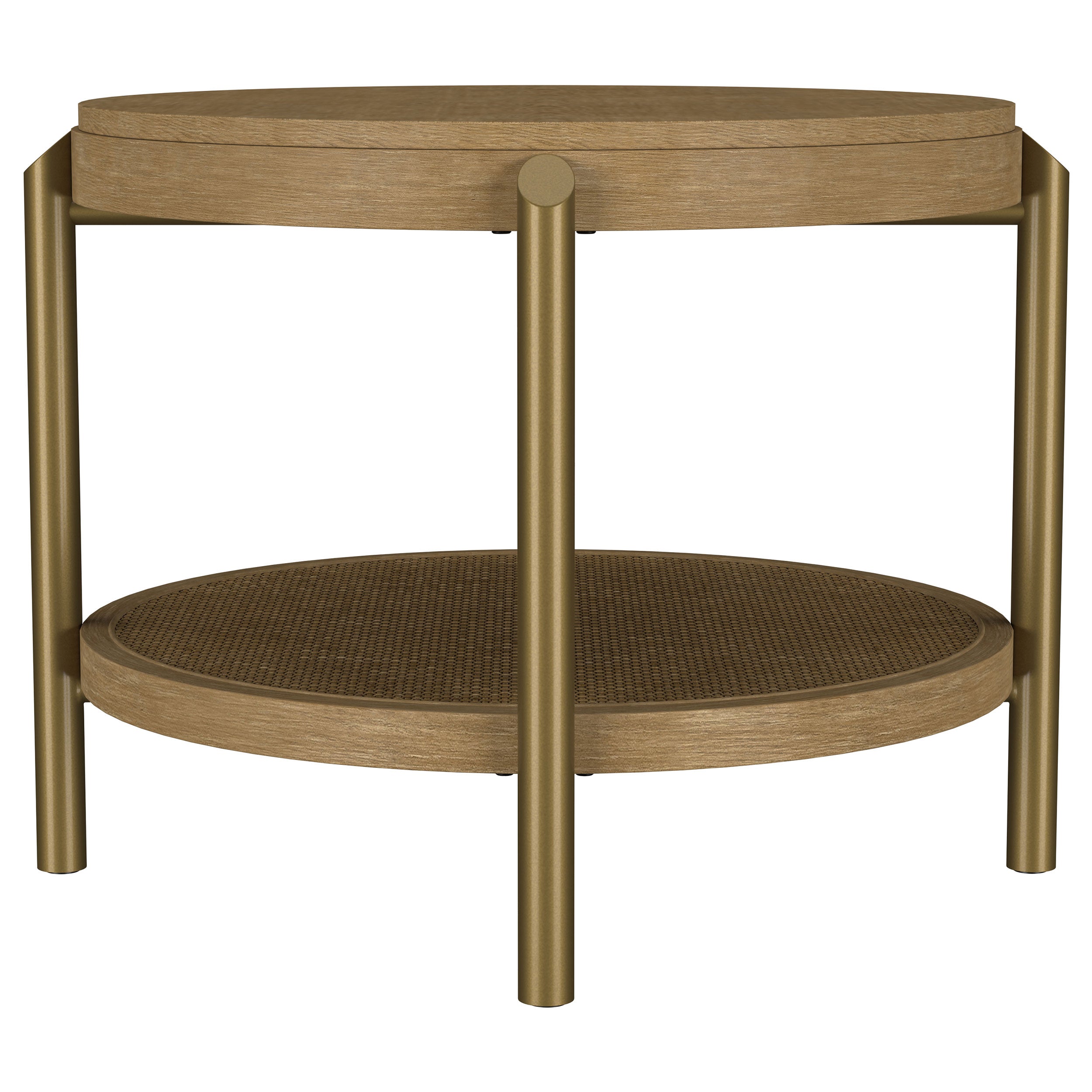 Arini Round End Side Table With Storage Shelf