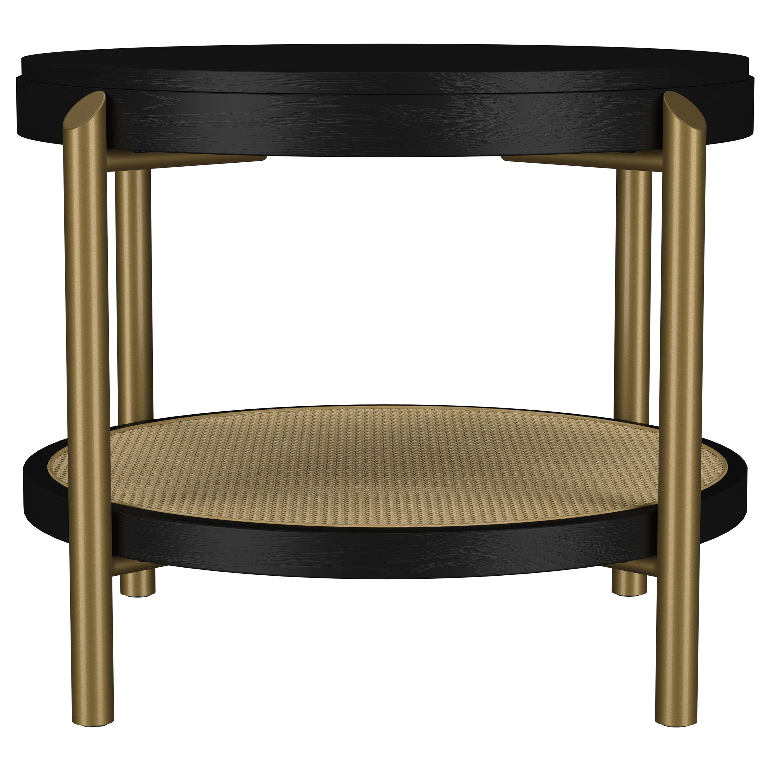 Arini Round End Side Table With Storage Shelf