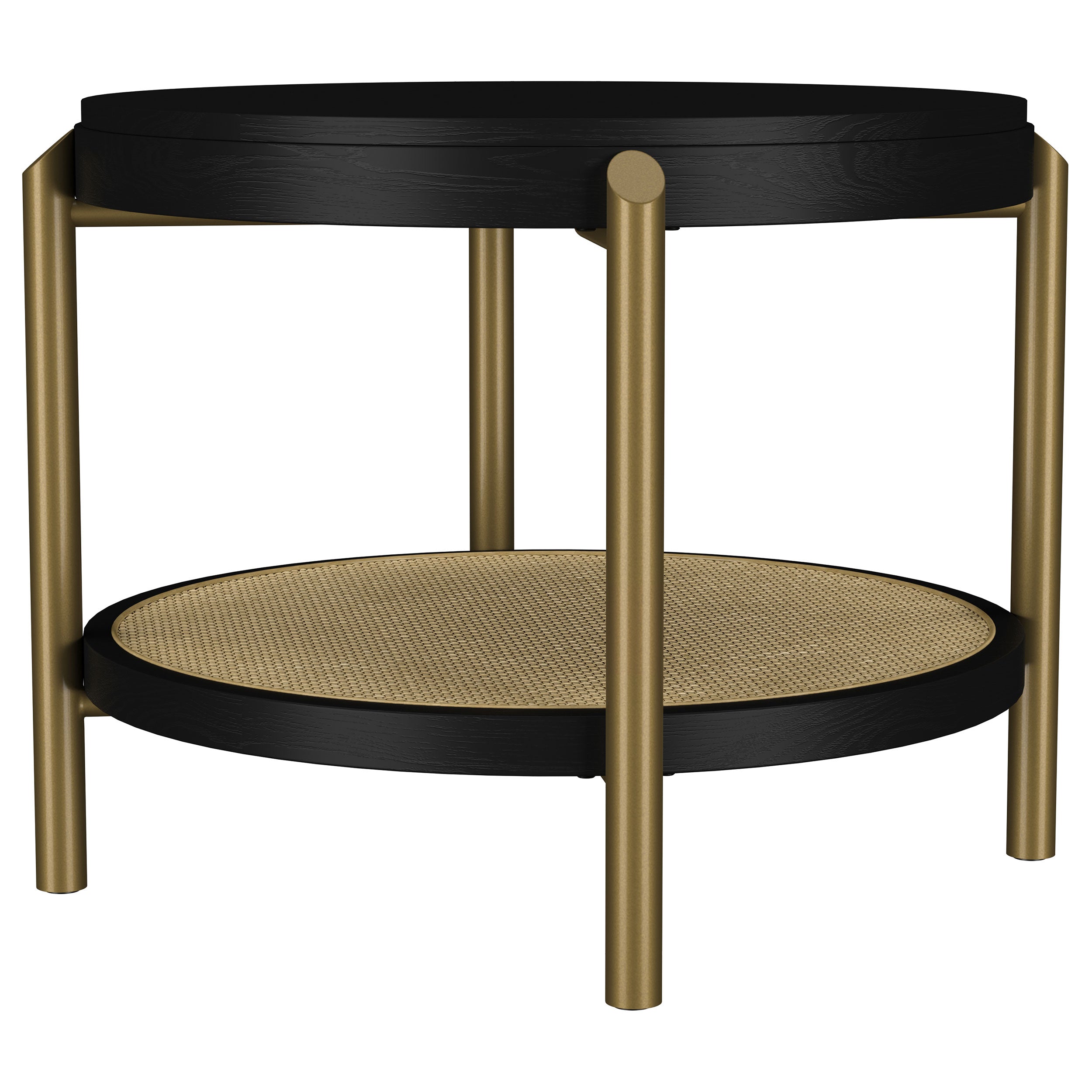Arini Round End Side Table With Storage Shelf