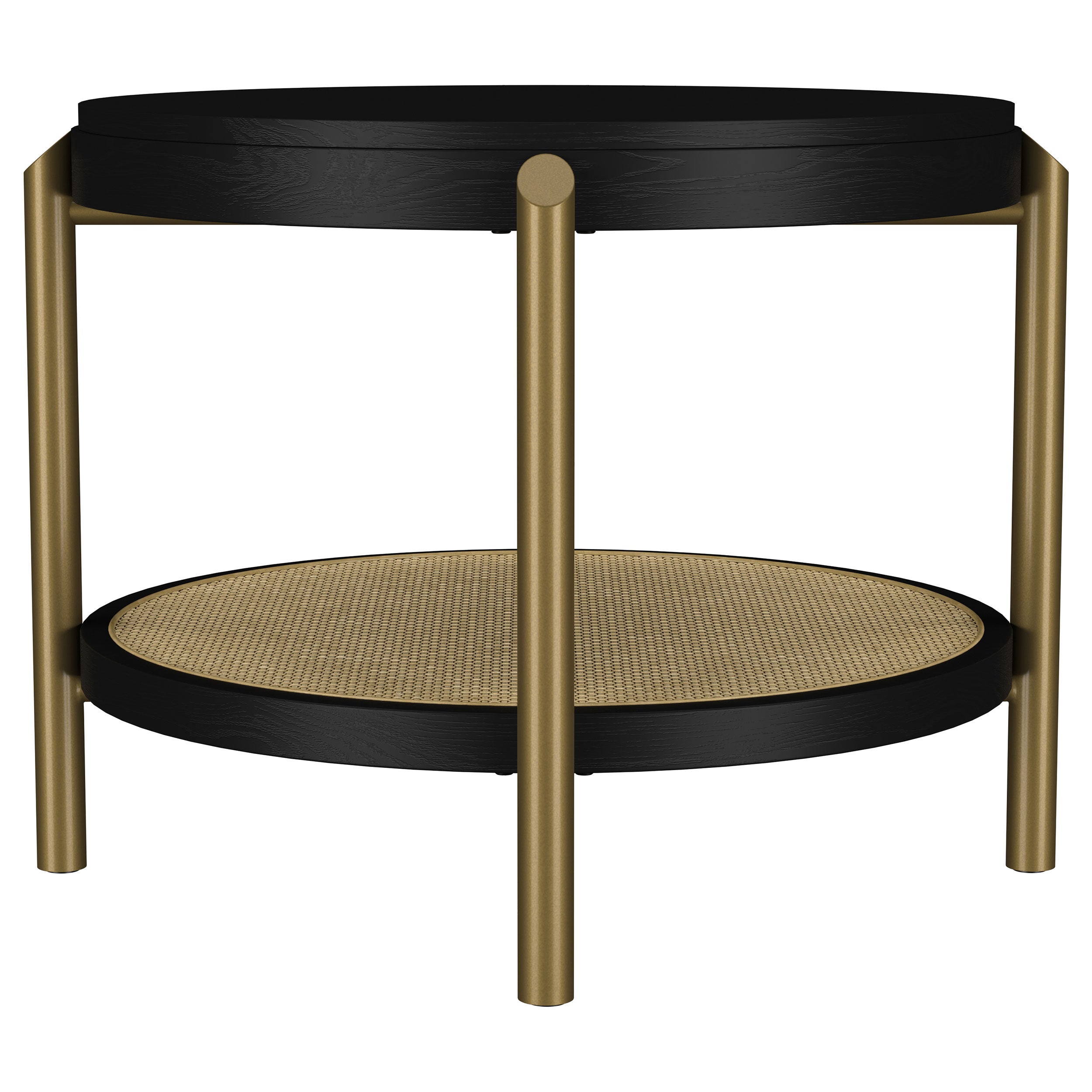 Arini Round End Side Table With Storage Shelf