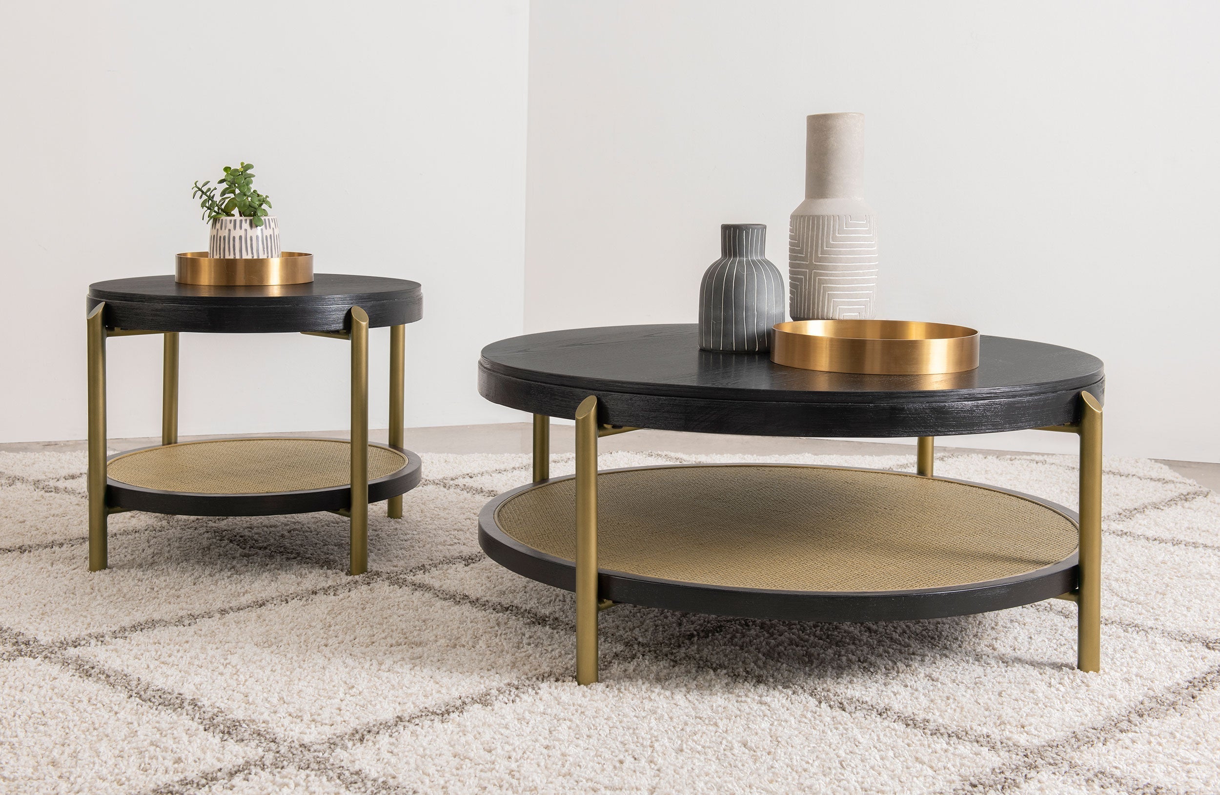 Arini Round End Side Table With Storage Shelf