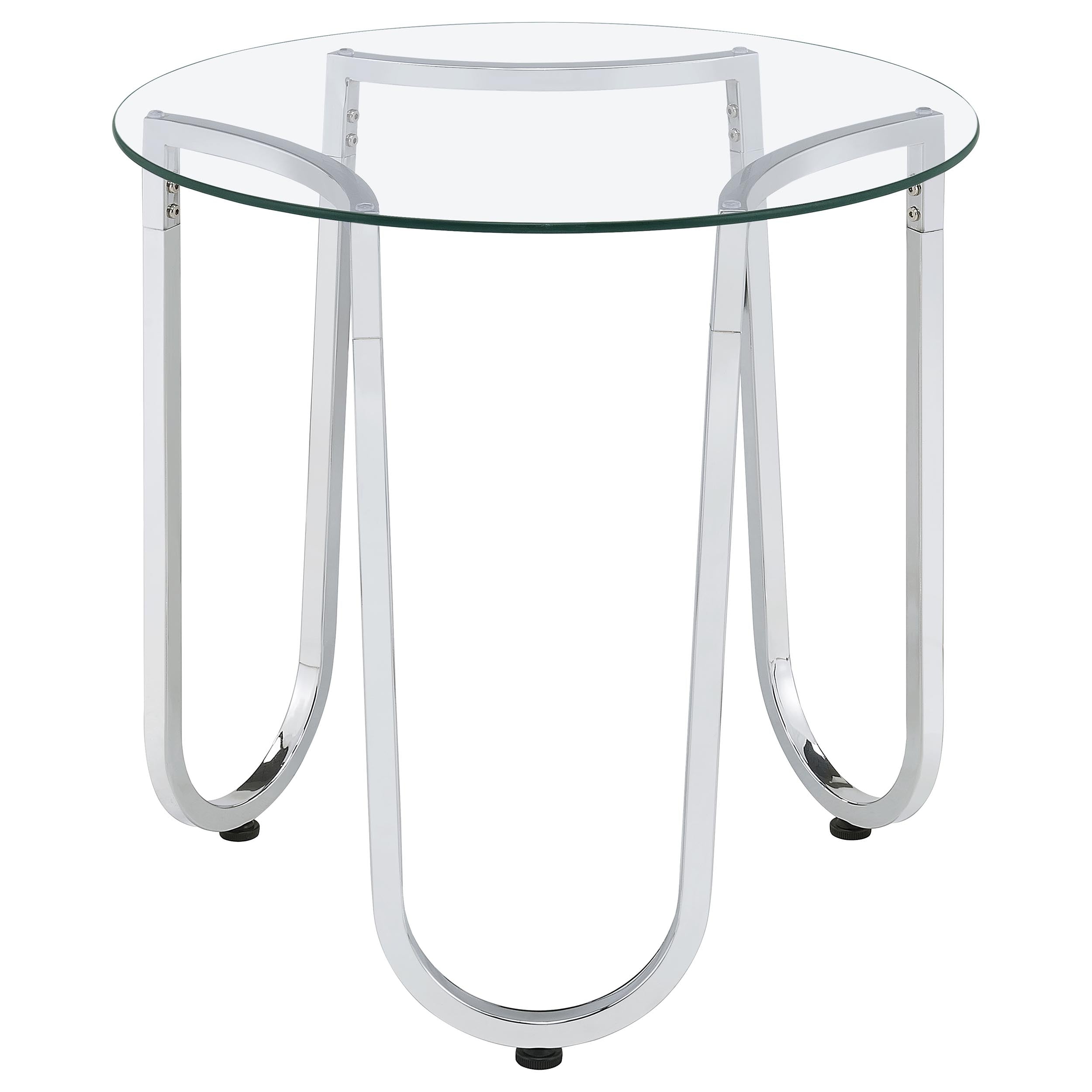 Beller 2-piece Round Tempered Glass Top Coffee Table Set Chrome