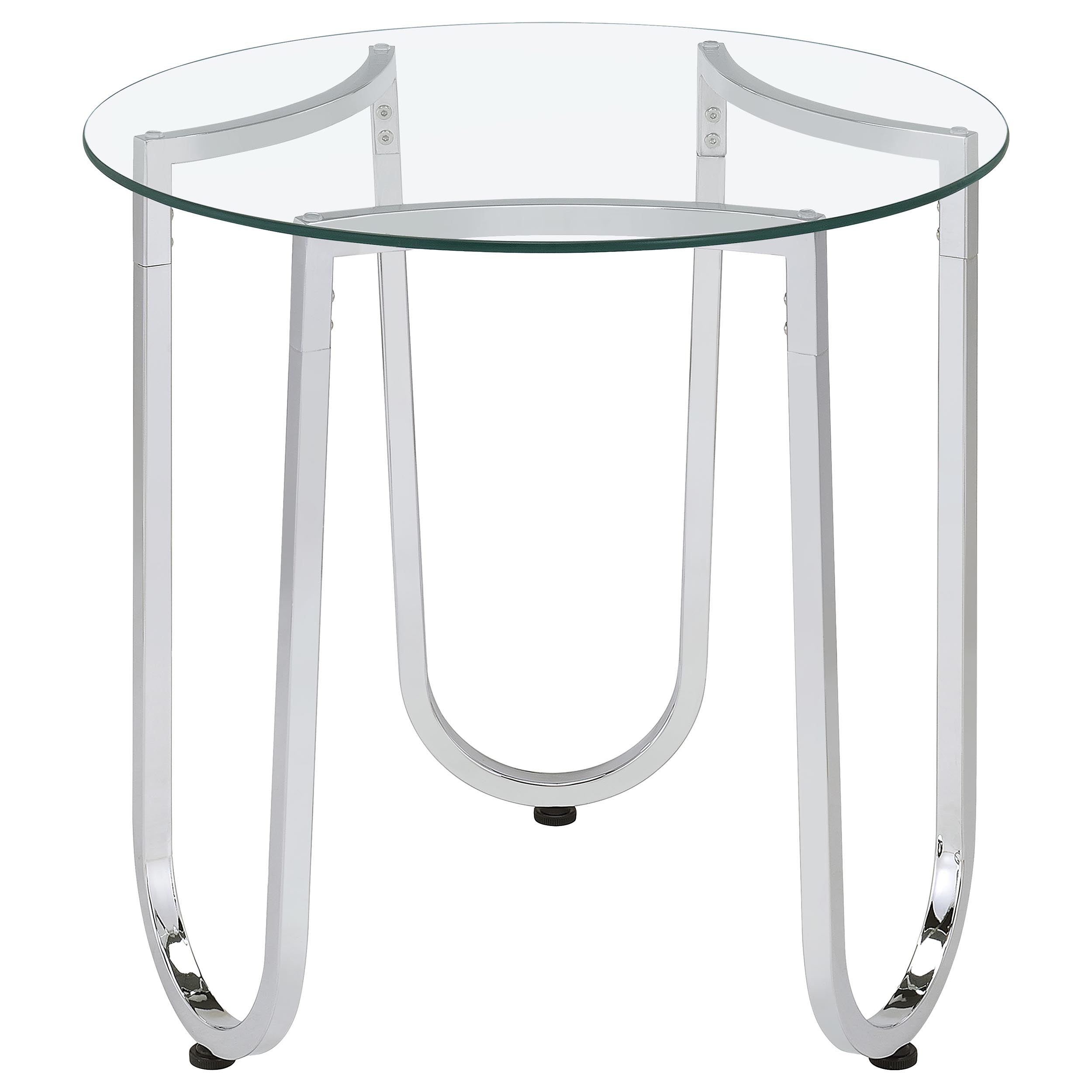 Beller 2-piece Round Tempered Glass Top Coffee Table Set Chrome