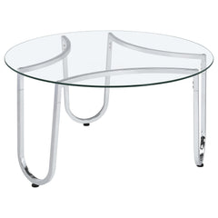 Beller 2-piece Round Tempered Glass Top Coffee Table Set Chrome