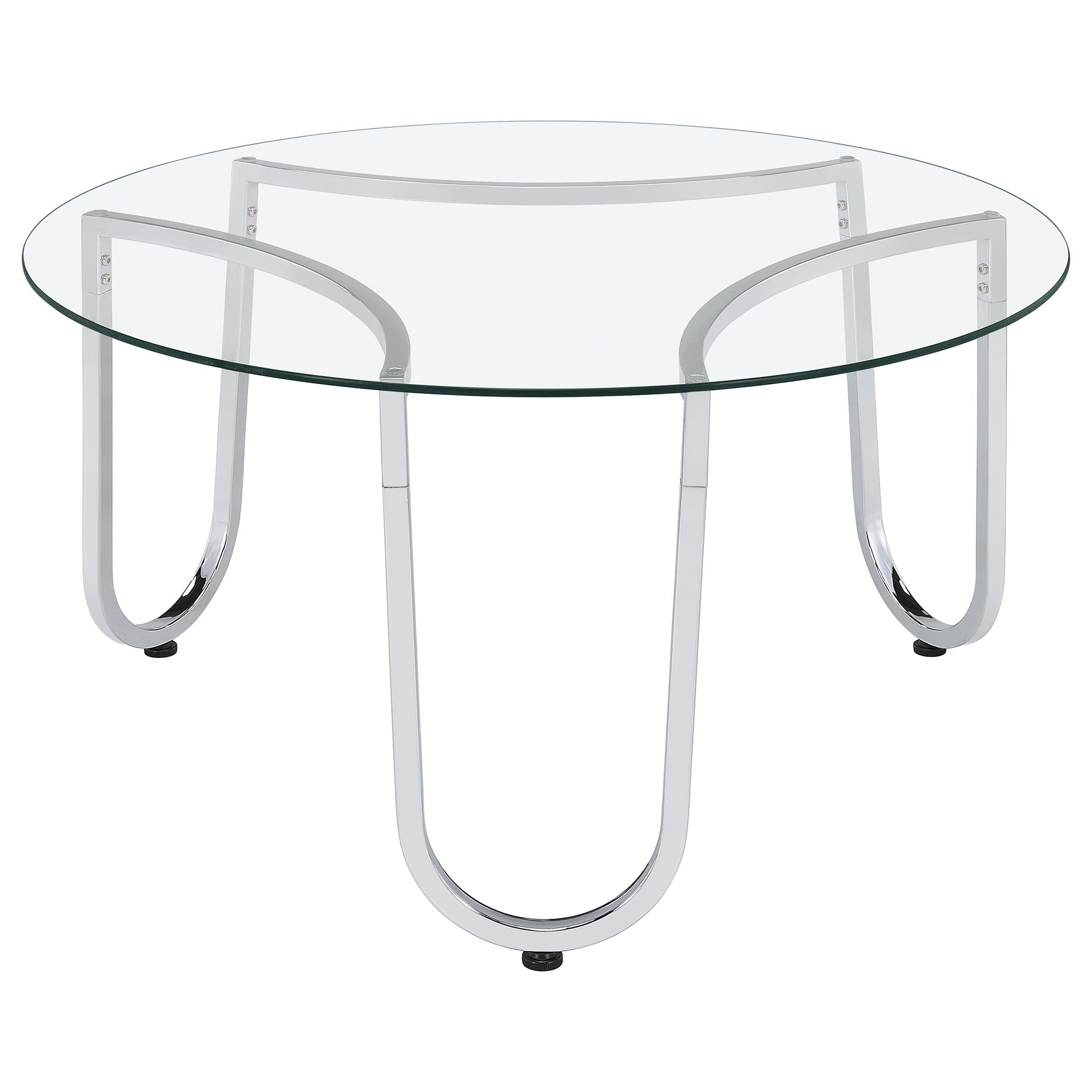 Beller 2-piece Round Tempered Glass Top Coffee Table Set Chrome
