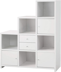 Asymmetrical Bookshelf with Cube Storage Compartments