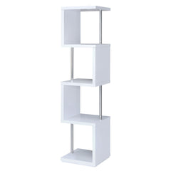 Baxter 67-Inch 4-Shelf Bookshelf White and Chrome