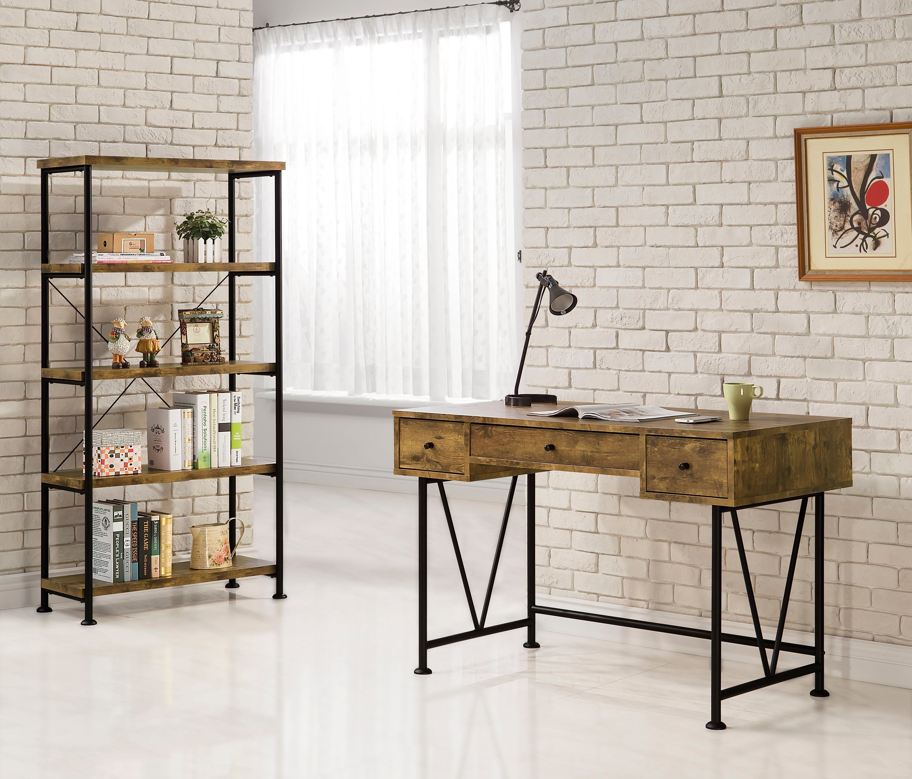 Analiese 47-inch 3-drawer Writing Desk Rustic Nutmeg