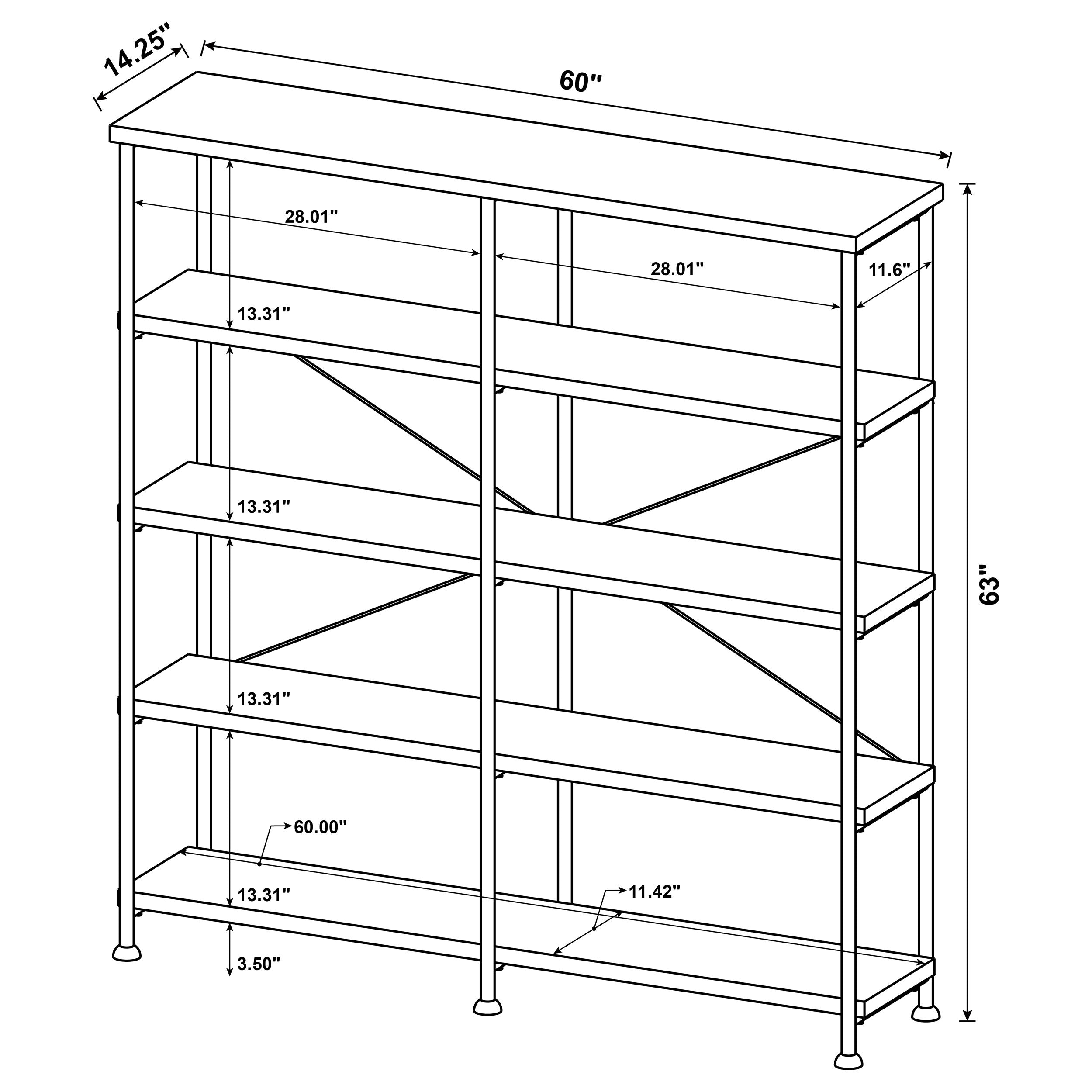 Analiese 63-inch 4-shelf Double Bookshelf