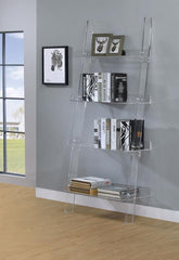 Amaturo 72-inch 4-shelf Acrylic Ladder Bookshelf Clear