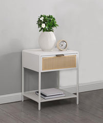 Amherst 1-drawer Radio Weave Cane Metal Bedside Table